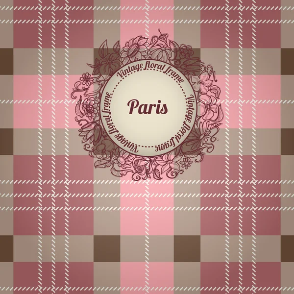 Vintage Paris fond, pochette de l'album avec étiquette florale — Image vectorielle