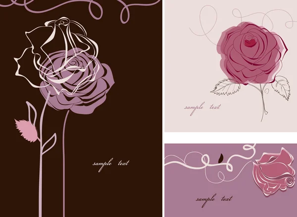 Collection de cartes Roses — Image vectorielle