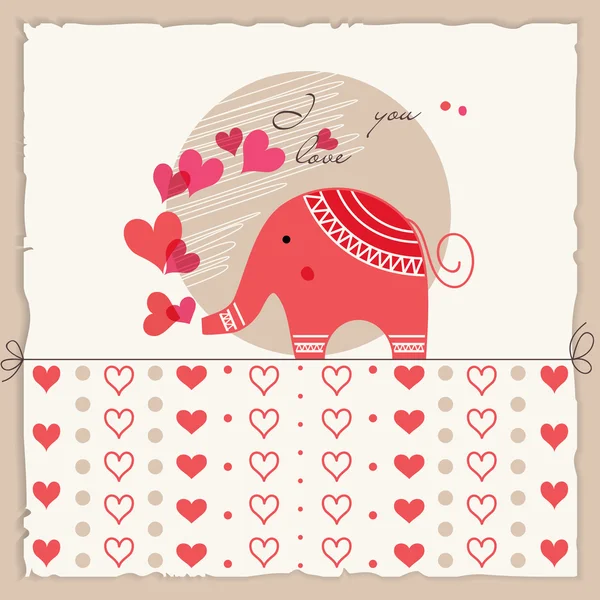 Éléphant mignon amoureux — Image vectorielle