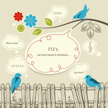 Blue birds talking communication concept clipart