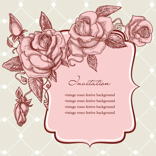 Festive events panel vintage roses decoration — Stok Vektör