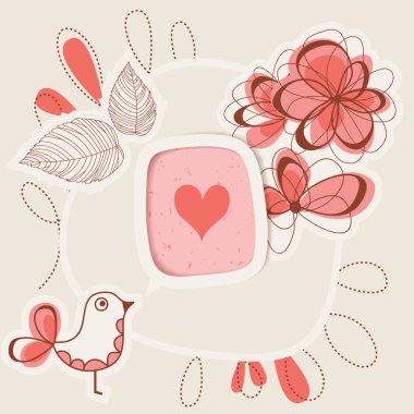 Bird singing love clipart