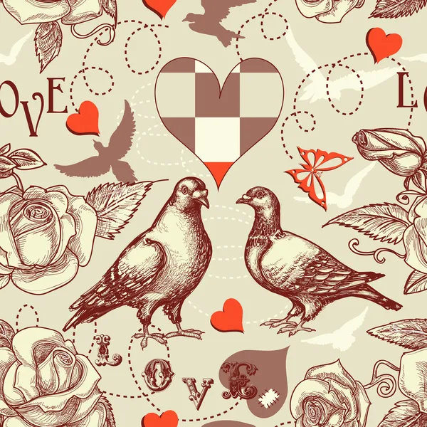 Любовь птиц бесшовный узор — стоковый вектор