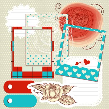 Scrapbook elements, paper scribbles and photo frames clipart