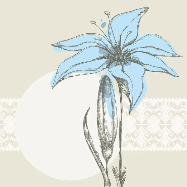 Virágos pasztell háttér, fehér csipke keret szöveg — Stock Vector