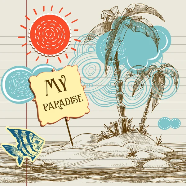 Folder voor vakantie-zee tropisch paradijs achtergrond — Stockvector