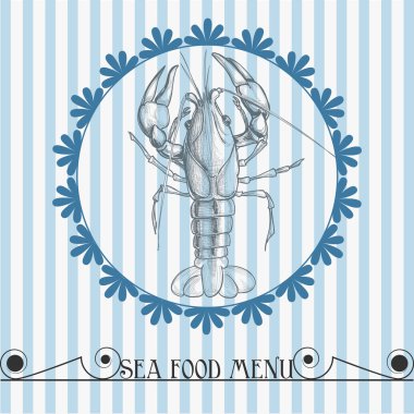 Sea food vector menu lobster drawing clipart