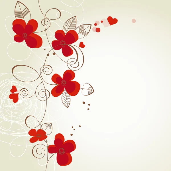 Kırmızı çiçek süsleme vektör — Stok Vektör