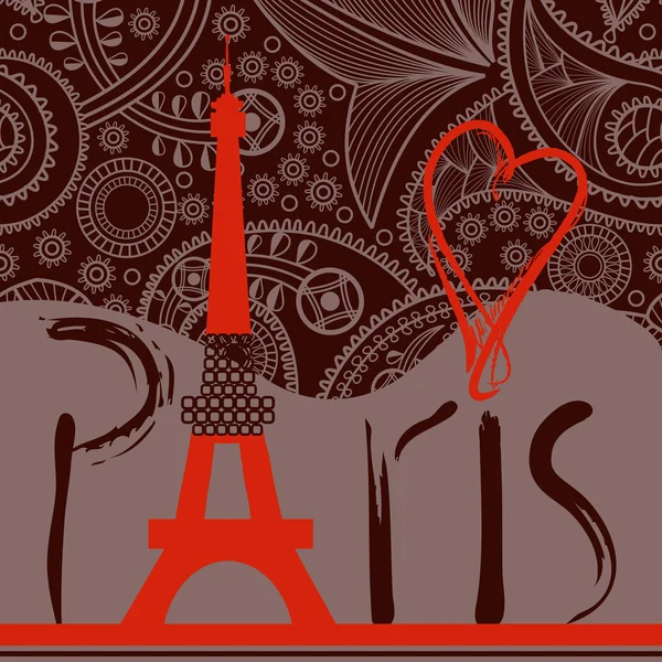Liefde in Parijs achtergrond, decoratieve Parijs woord met eiffel towe — Stockvector
