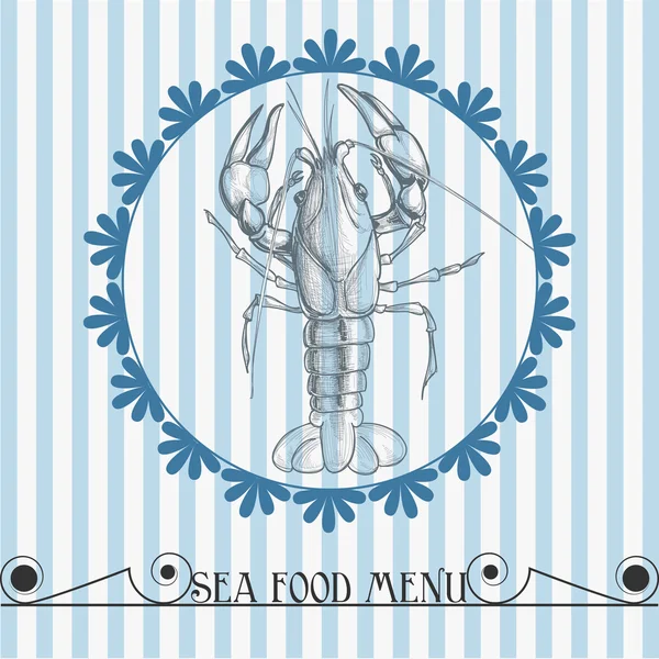 Morze żywności wektor menu homara rysunek — Wektor stockowy