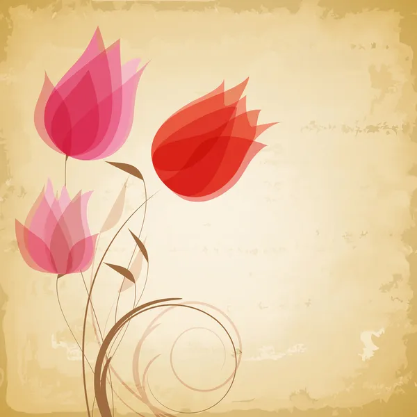 ビンテージ ベクトルの花 — ストックベクタ