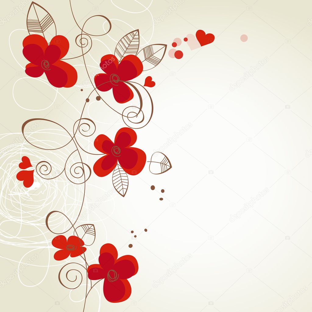 Red flowers vector ornament