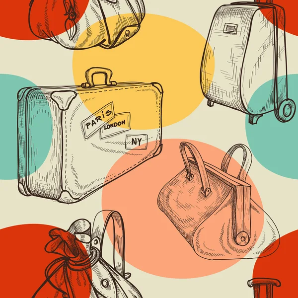 Seyahat çantaları seamless modeli — Stok Vektör