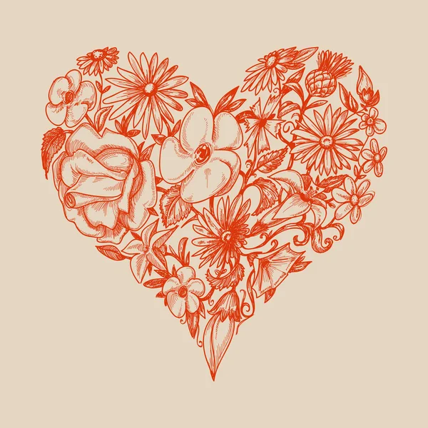 Florale Herzform — Stockvektor
