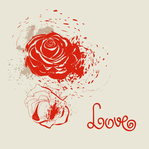 Décoration de roses Grunge — Image vectorielle
