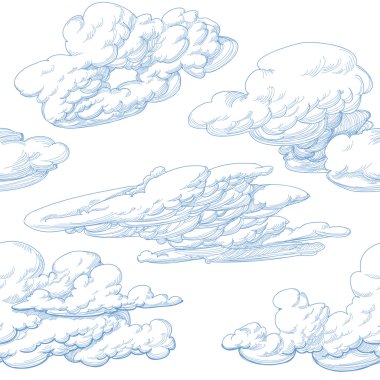 Hand drawn clouds seamless pattern clipart