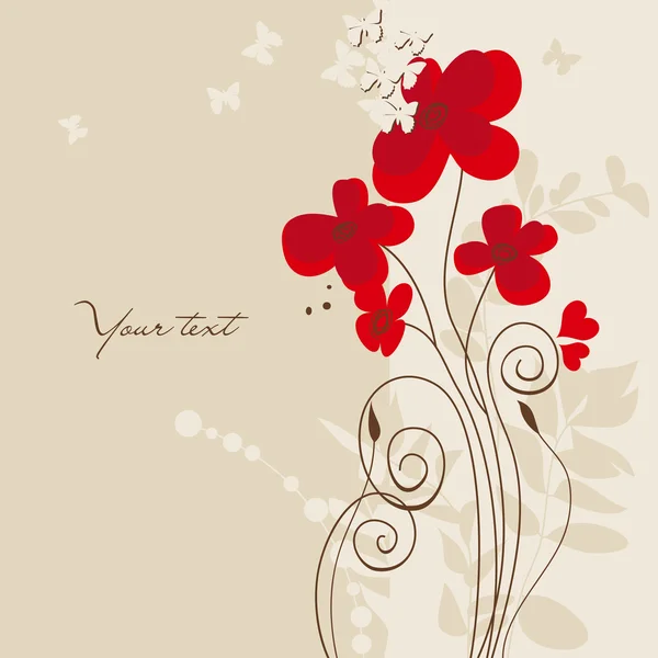 Floral ευχετήρια κάρτα με πεταλούδες — Διανυσματικό Αρχείο