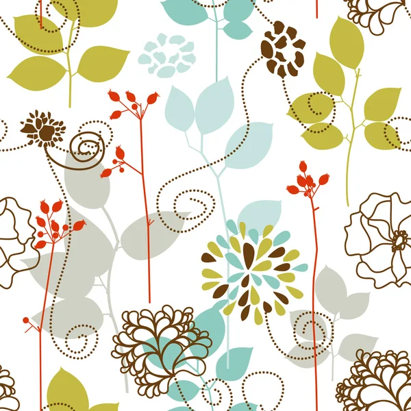 春の植物のシームレスなパターン — ストックベクタ