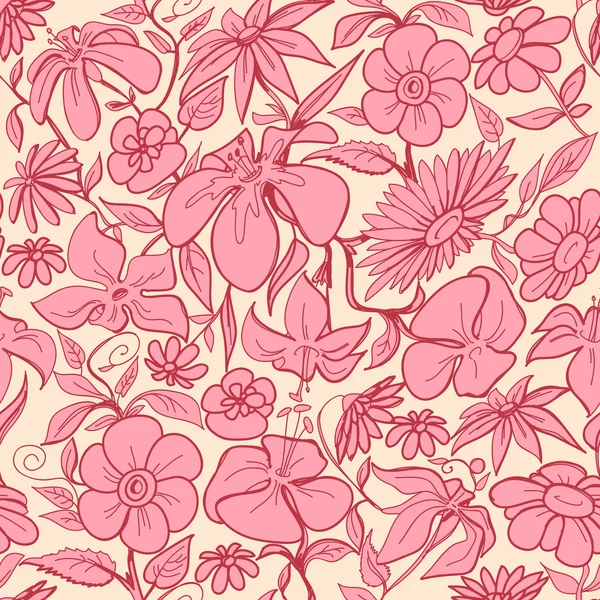 レトロなシームレスな花柄 — ストックベクタ