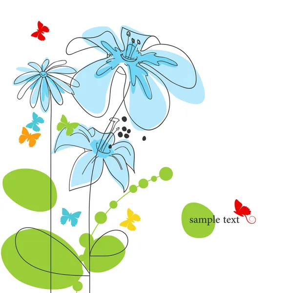 Kelebekli çiçek arkaplanı — Stok Vektör