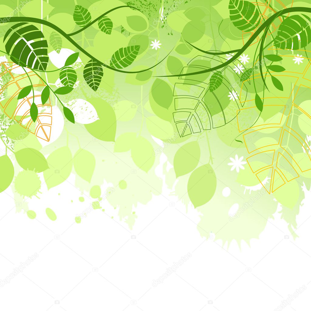 Spring green leaves vector background