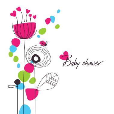 Happy floral baby shower clipart