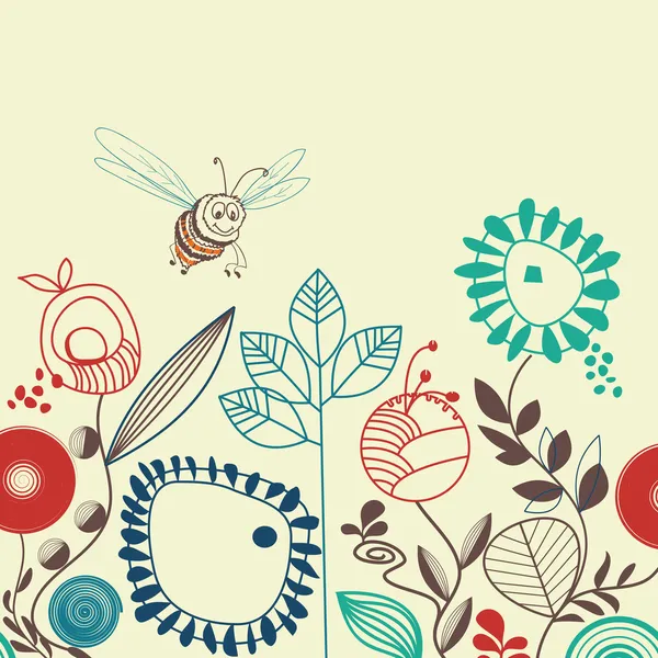 Jardin floral d'abeilles — Image vectorielle