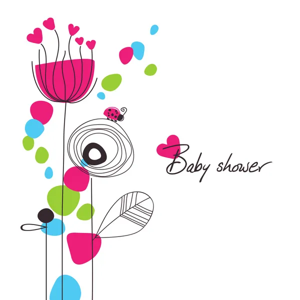 Glad blommig baby dusch — Stock vektor