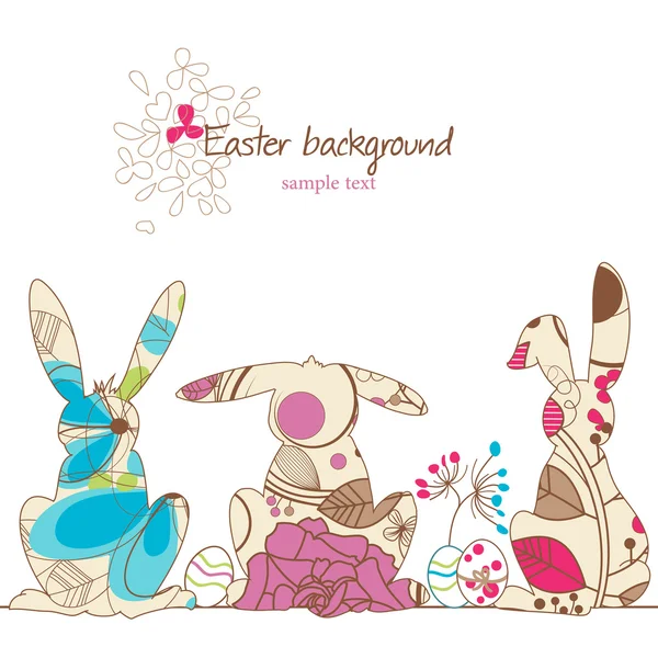 Fondo de Pascua, fila decorativa de conejos — Vector de stock