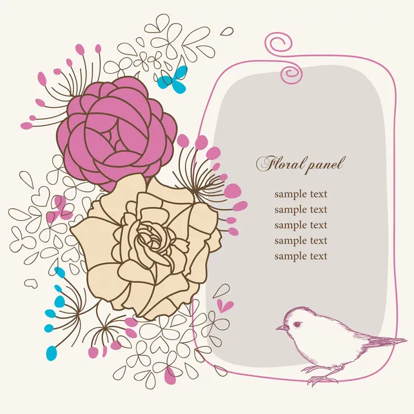 Floral panel and bird — Stock Vector