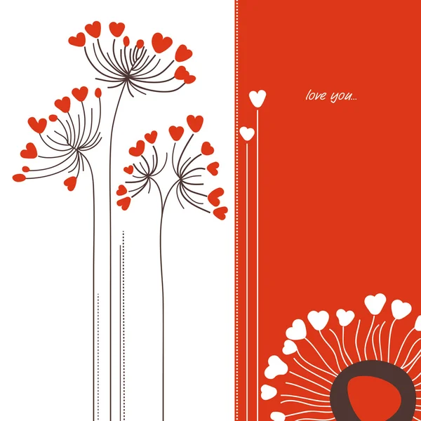 Fleurs vectorielles carte d'amour — Image vectorielle