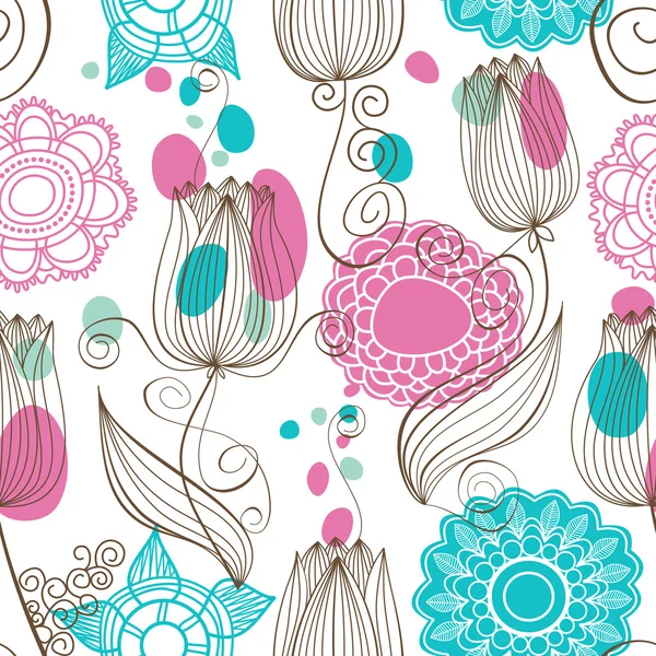 Mignon motif floral sans couture — Image vectorielle