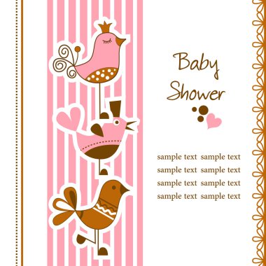 Funny birds baby shower clipart