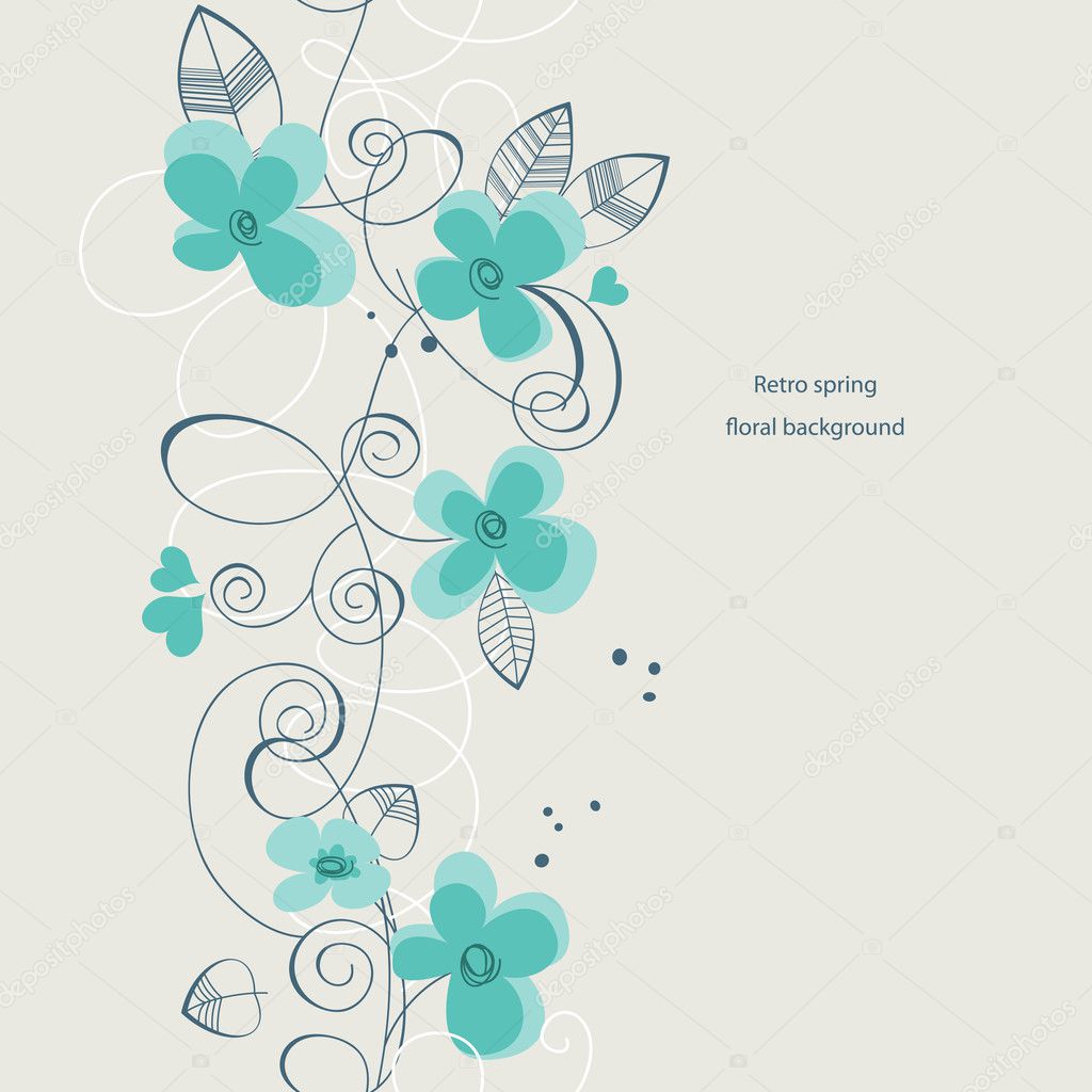 Retro spring floral background (seamless pattern)