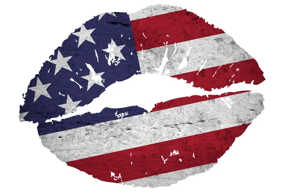Embrasser le drapeau américain — Photo