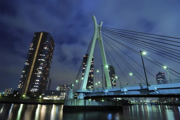Gece asma köprü — Stok fotoğraf