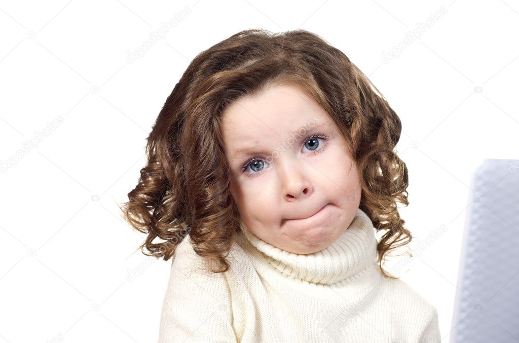 Beautiful Little Girl With Curly Hair Stock Photo