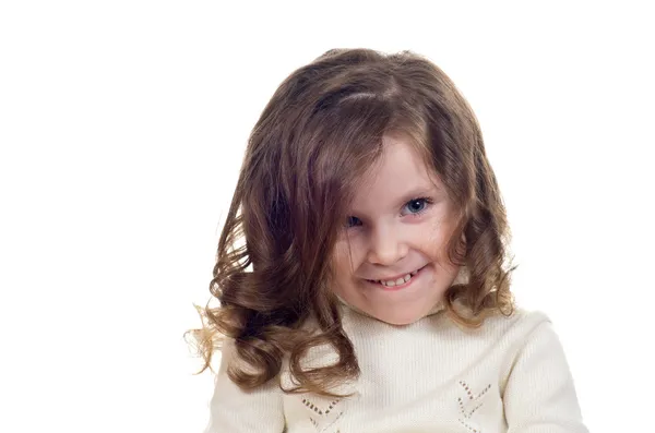 Красивая маленькая девочка с вьющимися волосами . — стоковое фото