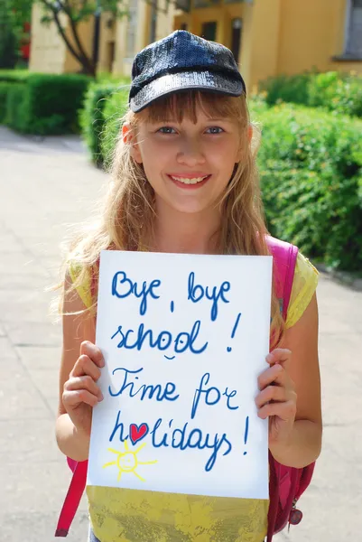 Adiós, adiós a la escuela.Tiempo de vacaciones . —  Fotos de Stock