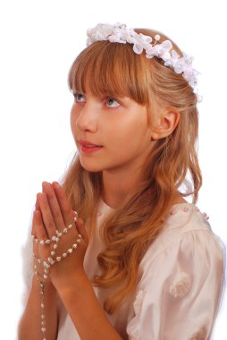 Girl going to the first holy communion clipart