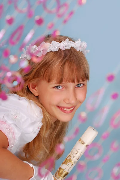 Girl going to the first holy communion — Stock Photo, Image