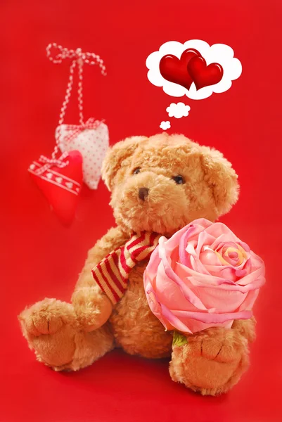 Teddy bear voor Valentijnskaarten — Stockfoto