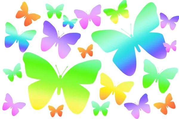 Stock image Rainbow butterflies on white background