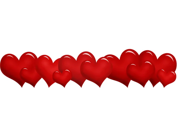 Frontera con corazones rojos en fila — Foto de Stock