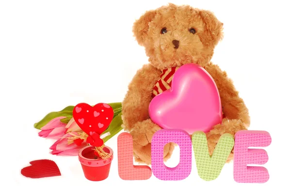 Ведмедик Тедді з подарунками валентина — стокове фото
