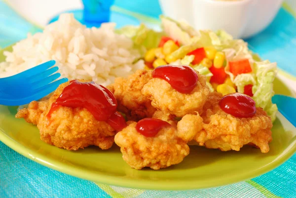 Dinner for child with chicken nuggets — Stock Photo, Image