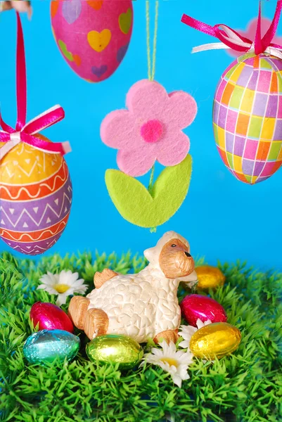 Décoration de Pâques avec agneau — Photo