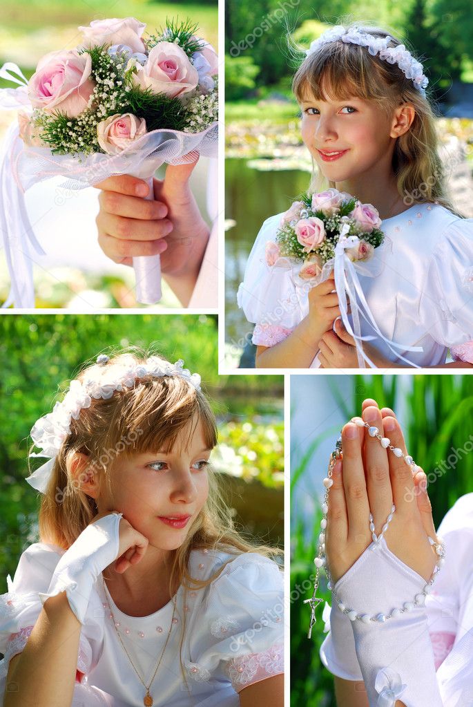 Collage with the first holy communion