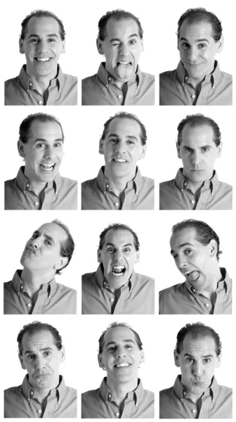 成人男性の顔の式複合複合黒と白. — ストック写真