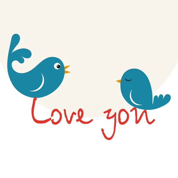 Krásný ptáček v lásce se srdcem — Stockový vektor